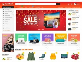 橙色宽屏的网上超市生活购物商城网站模板