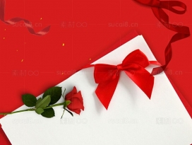红色玫瑰花漂浮花瓣七夕情人节广